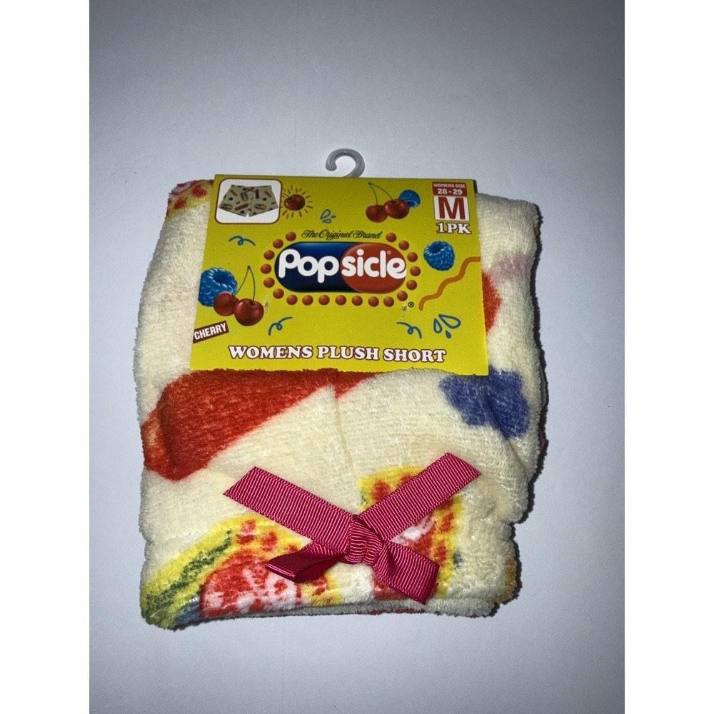 Popsicle Women's Plush Lounge Sleep Shorts M 28-29 Soft Fuzzy Yellow Fun NWT
